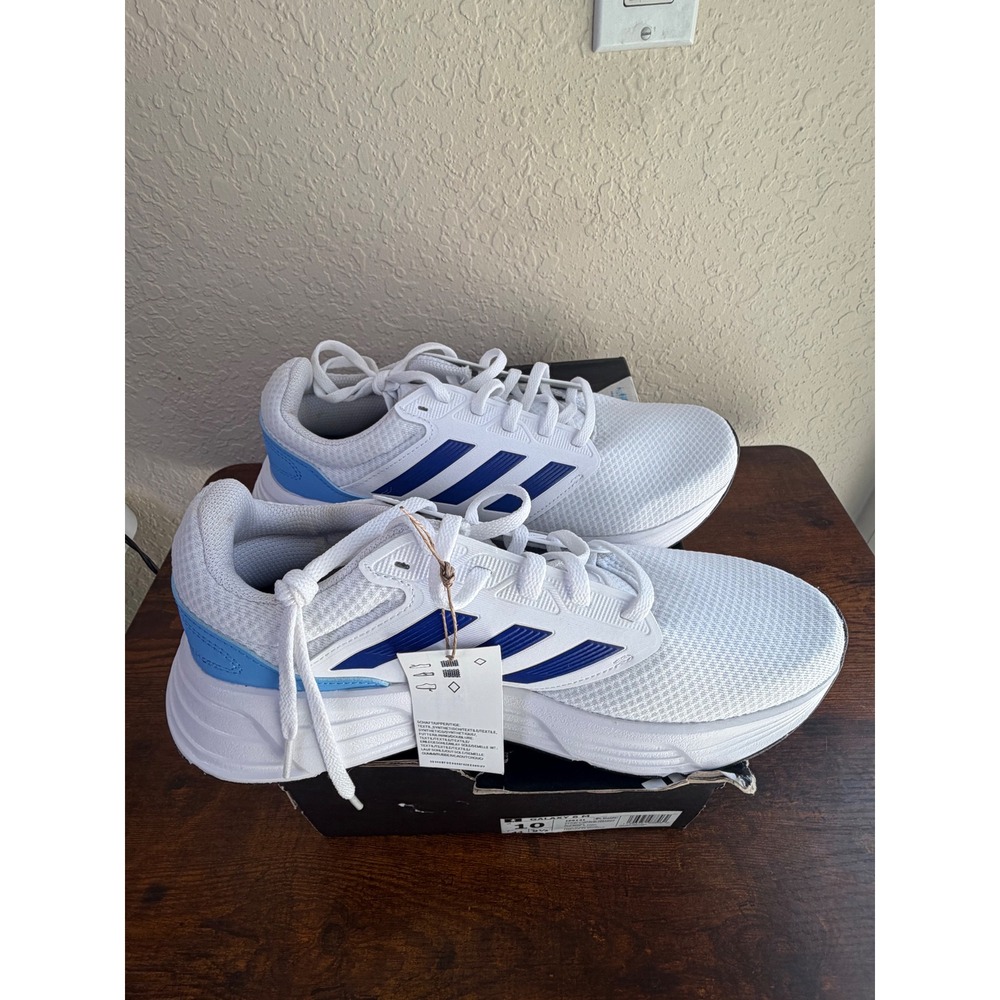 Adidas Galaxy 6 M Mens Running Shoes White Blue IE8141 Size 10 NEW Damaged Box